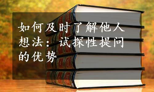 如何及时了解他人想法：试探性提问的优势