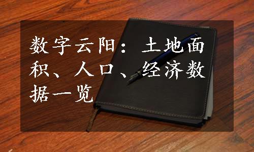 数字云阳：土地面积、人口、经济数据一览