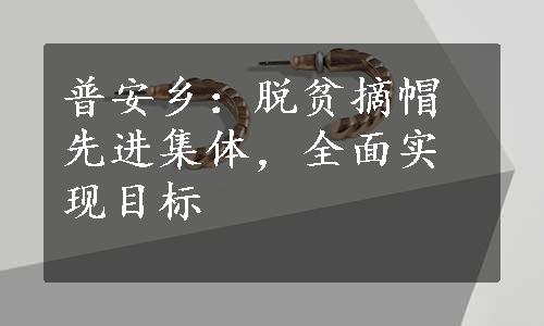 普安乡：脱贫摘帽先进集体，全面实现目标