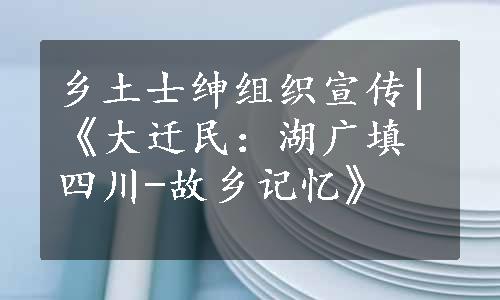 乡土士绅组织宣传|《大迁民：湖广填四川-故乡记忆》