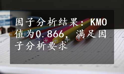 因子分析结果：KMO值为0.866，满足因子分析要求