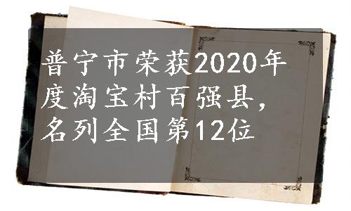 普宁市荣获2020年度淘宝村百强县，名列全国第12位