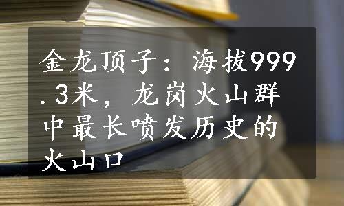 金龙顶子：海拔999.3米，龙岗火山群中最长喷发历史的火山口