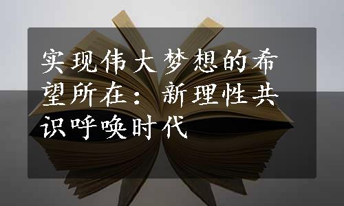 实现伟大梦想的希望所在：新理性共识呼唤时代