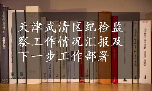 天津武清区纪检监察工作情况汇报及下一步工作部署