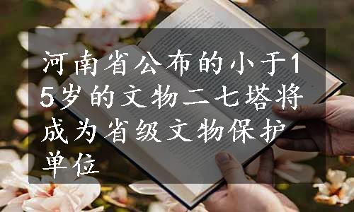 河南省公布的小于15岁的文物二七塔将成为省级文物保护单位