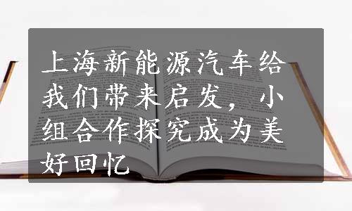 上海新能源汽车给我们带来启发，小组合作探究成为美好回忆