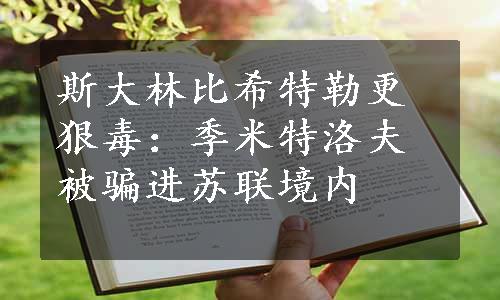 斯大林比希特勒更狠毒：季米特洛夫被骗进苏联境内