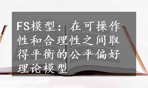 FS模型：在可操作性和合理性之间取得平衡的公平偏好理论模型