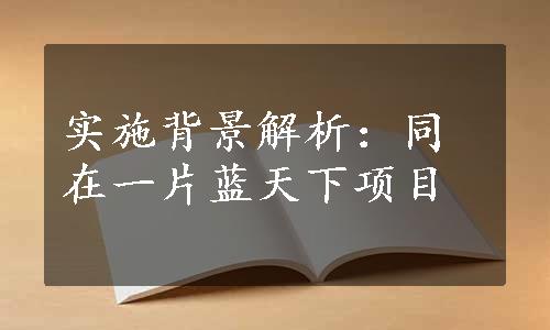 实施背景解析：同在一片蓝天下项目