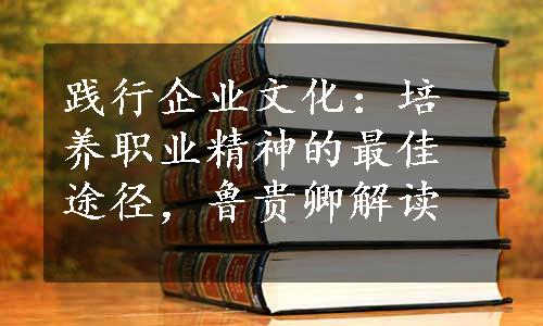 践行企业文化：培养职业精神的最佳途径，鲁贵卿解读