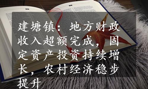 建塘镇：地方财政收入超额完成，固定资产投资持续增长，农村经济稳步提升