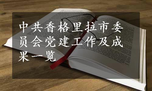 中共香格里拉市委员会党建工作及成果一览