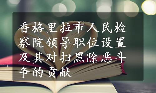 香格里拉市人民检察院领导职位设置及其对扫黑除恶斗争的贡献