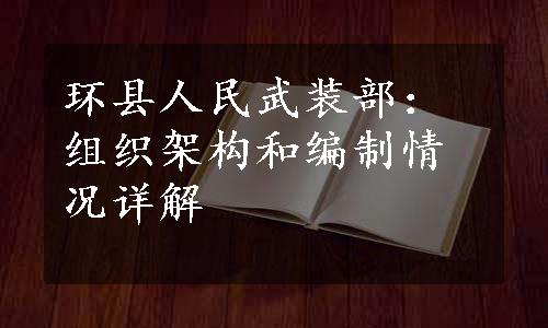 环县人民武装部：组织架构和编制情况详解