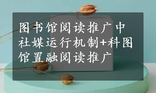 图书馆阅读推广中社媒运行机制+科图馆置融阅读推广