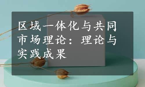 区域一体化与共同市场理论：理论与实践成果