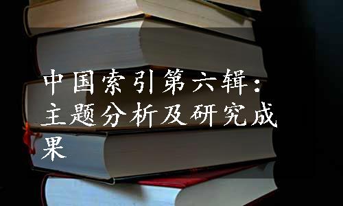 中国索引第六辑：主题分析及研究成果