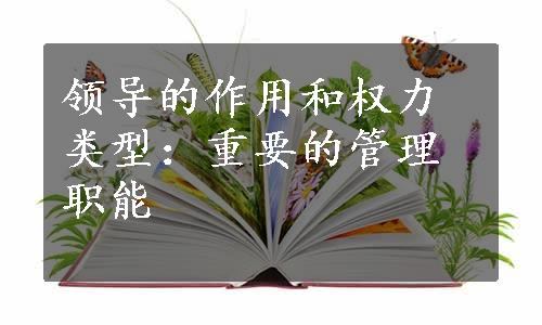 领导的作用和权力类型：重要的管理职能