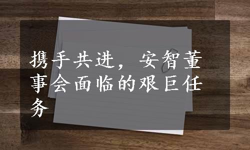 携手共进，安智董事会面临的艰巨任务