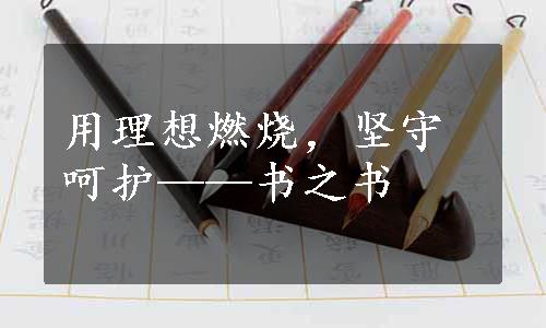 用理想燃烧，坚守呵护——书之书