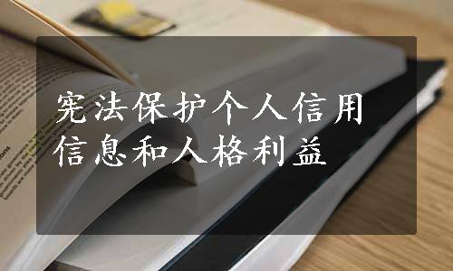 宪法保护个人信用信息和人格利益