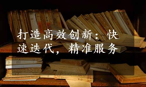 打造高效创新：快速迭代，精准服务