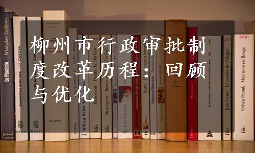 柳州市行政审批制度改革历程：回顾与优化