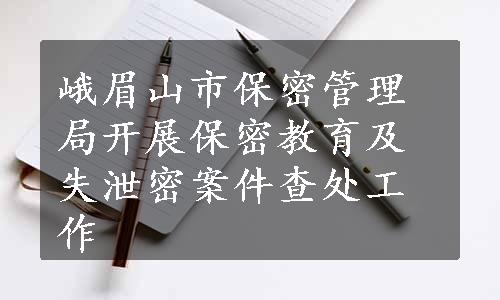 峨眉山市保密管理局开展保密教育及失泄密案件查处工作