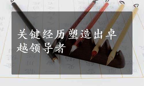 关键经历塑造出卓越领导者