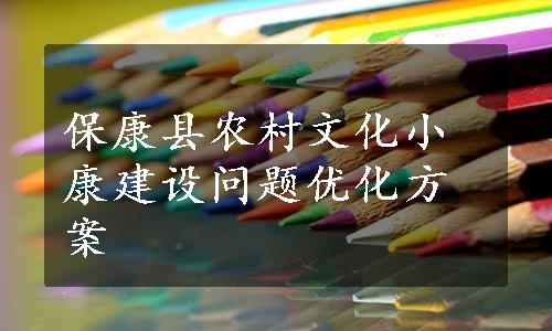 保康县农村文化小康建设问题优化方案