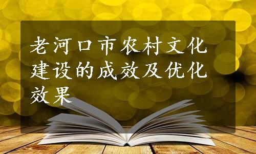 老河口市农村文化建设的成效及优化效果