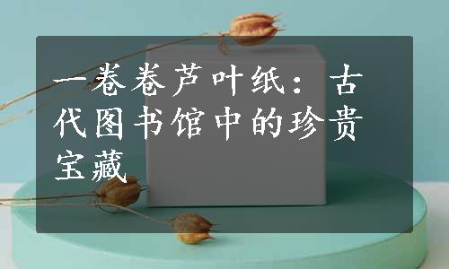 一卷卷芦叶纸：古代图书馆中的珍贵宝藏