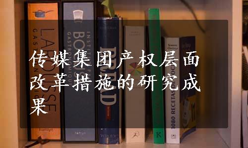 传媒集团产权层面改革措施的研究成果