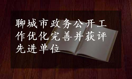 聊城市政务公开工作优化完善并获评先进单位