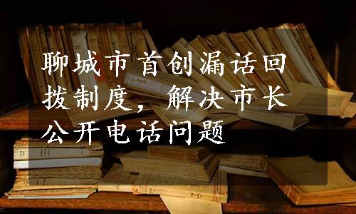 聊城市首创漏话回拨制度，解决市长公开电话问题