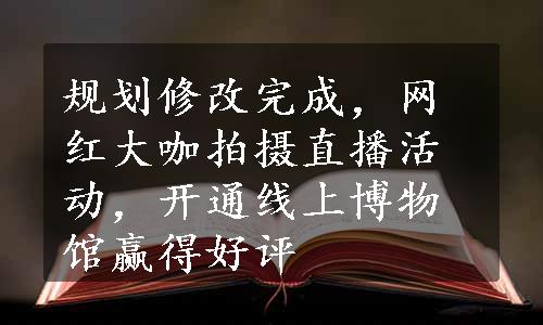 规划修改完成，网红大咖拍摄直播活动，开通线上博物馆赢得好评