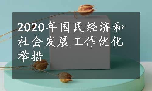 2020年国民经济和社会发展工作优化举措