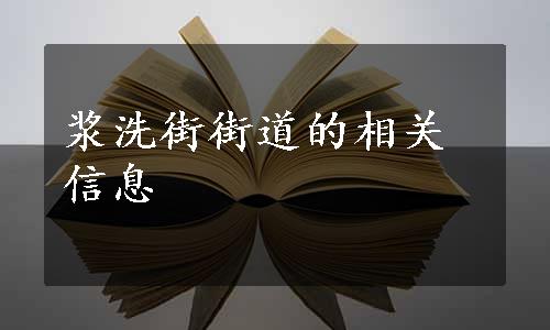 浆洗街街道的相关信息