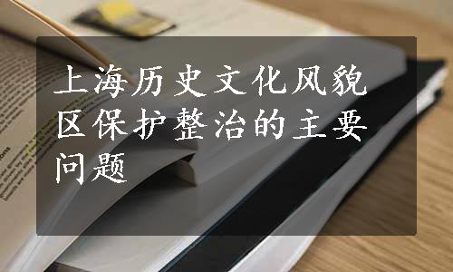 上海历史文化风貌区保护整治的主要问题