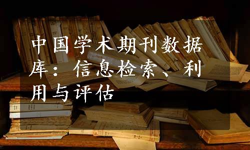 中国学术期刊数据库：信息检索、利用与评估