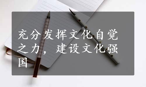 充分发挥文化自觉之力，建设文化强国