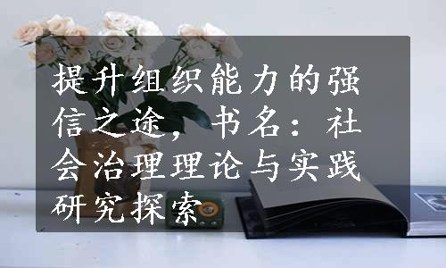 提升组织能力的强信之途，书名：社会治理理论与实践研究探索