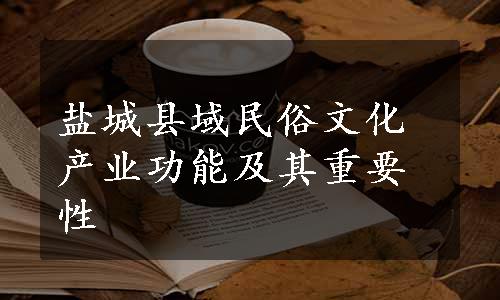 盐城县域民俗文化产业功能及其重要性