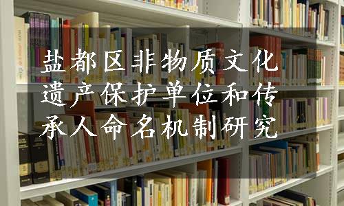 盐都区非物质文化遗产保护单位和传承人命名机制研究