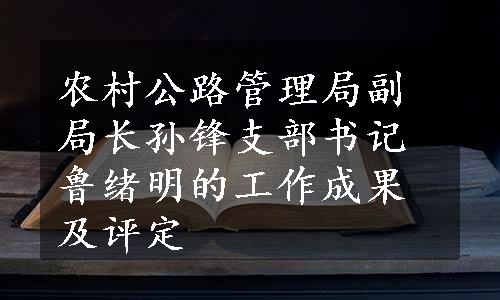 农村公路管理局副局长孙锋支部书记鲁绪明的工作成果及评定