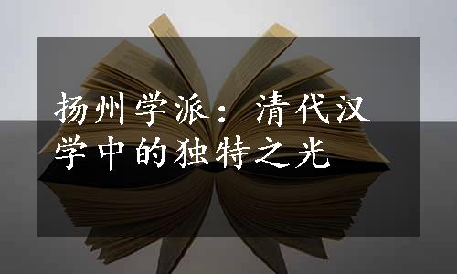 扬州学派：清代汉学中的独特之光