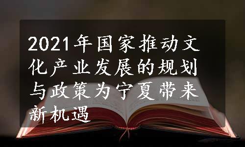 2021年国家推动文化产业发展的规划与政策为宁夏带来新机遇