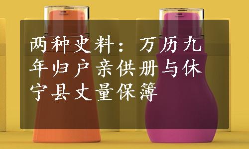 两种史料：万历九年归户亲供册与休宁县丈量保簿