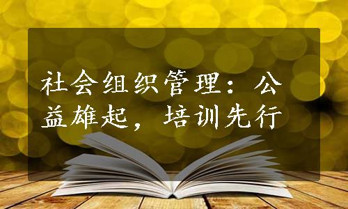 社会组织管理：公益雄起，培训先行